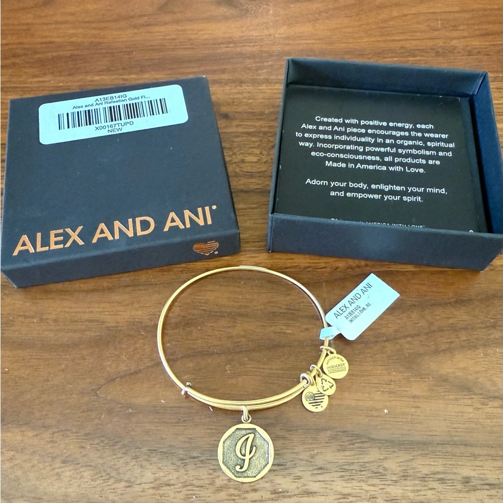 Alex and Ani Gold “J” Initial Bracelet NWT